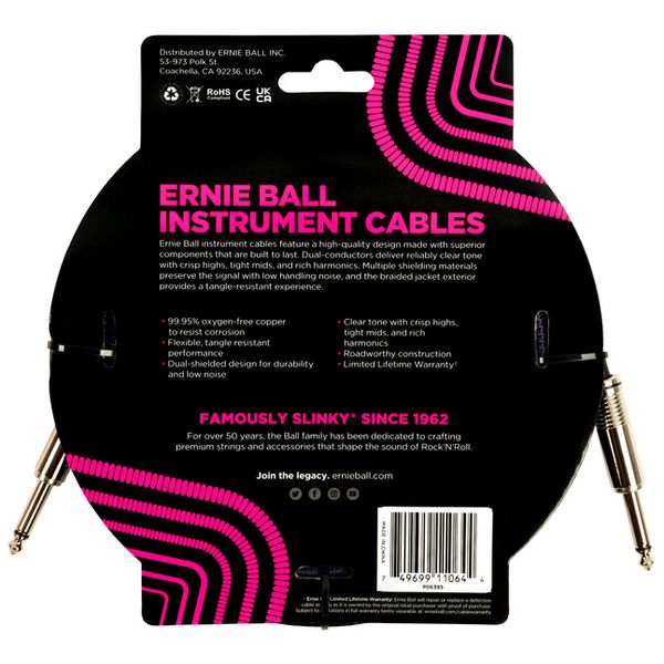Ernie Ball Instr.Cable Braided 18ft PB