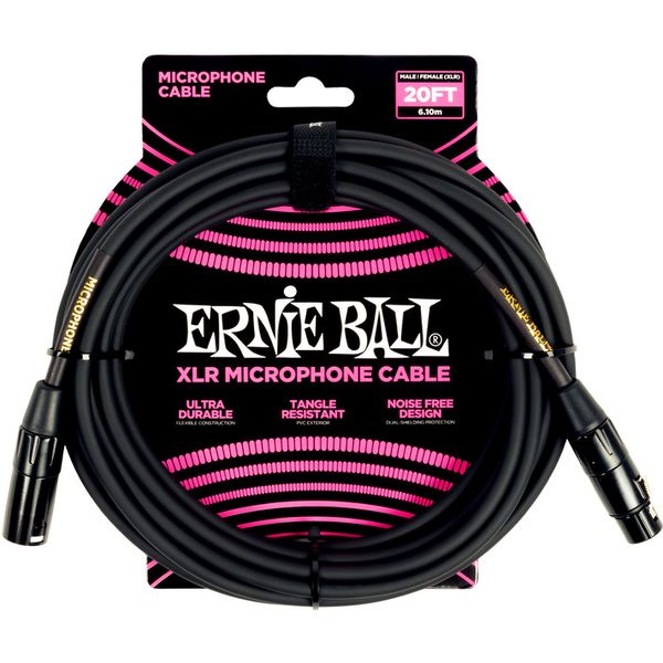 Ernie Ball Mic Cable PVC 20ft BK