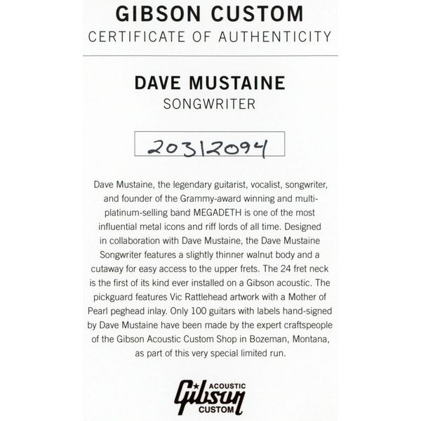Gibson Dave MustaineSongwriter/Signed