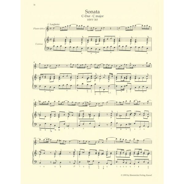 Bärenreiter Händel Sämtliche Sonaten Rec