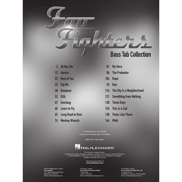 Hal Leonard Foo Fighters Bass Tab
