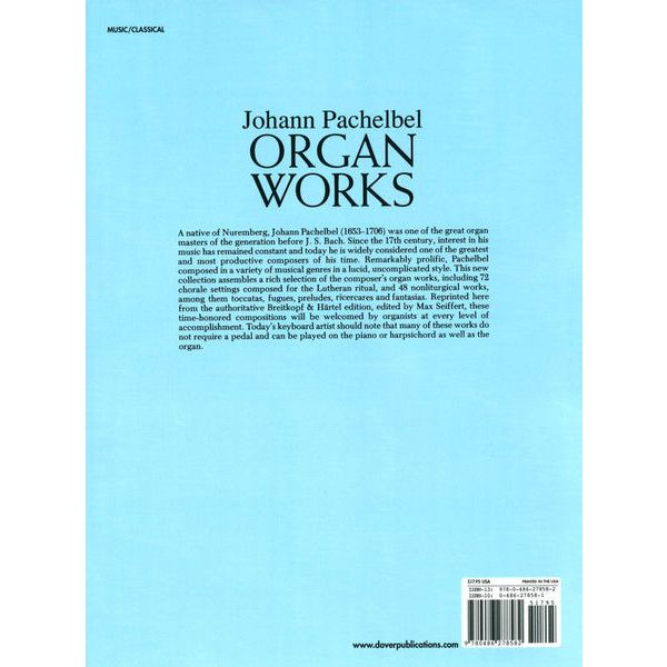 Dover Publications Pachelbel Organ Works