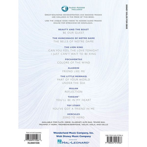 Hal Leonard Disney Songs For Oboe Thomann United States