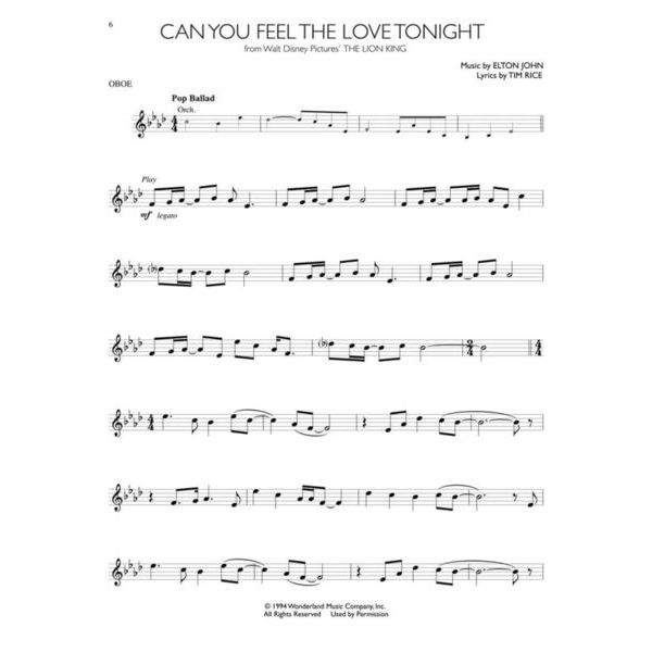 Hal Leonard Disney Songs For Oboe Thomann France