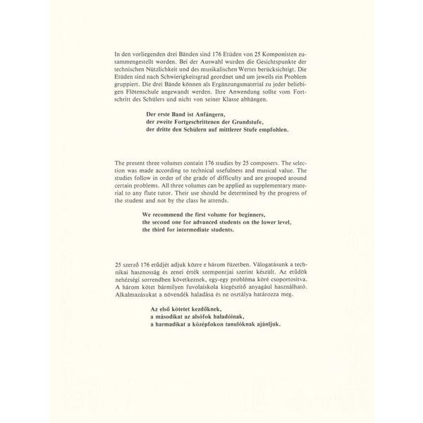 Edition Musica Budapest Ausgewählte Etüden Flute 1
