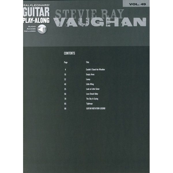 Hal Leonard Guitar Play-Along Ray Vaughan