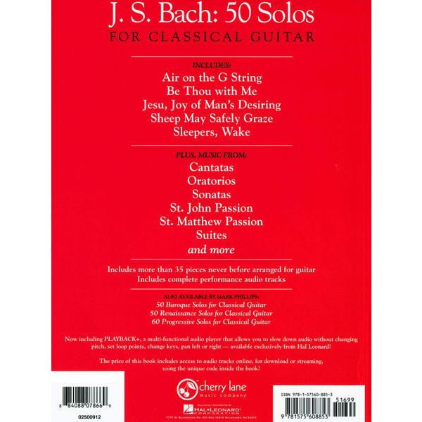 Hal Leonard Bach 50 Solos Classical Guitar