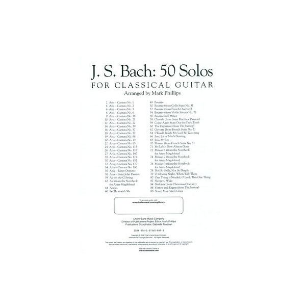 Hal Leonard Bach 50 Solos Classical Guitar