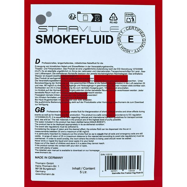 Stairville Fire Training Fog Fluid 5l