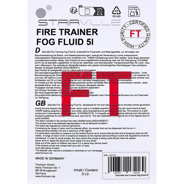 Stairville Fire Training Fog Fluid 5l