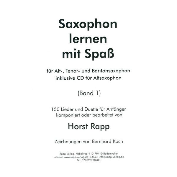 Horst Rapp Verlag Saxophon Lernen mit Spaß 1