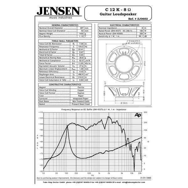 Jensen C12K Ceramic Vintage 8Ohm