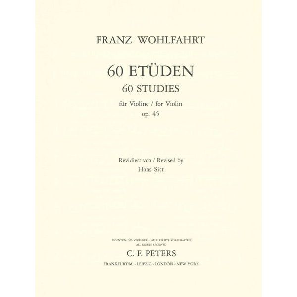 Edition Peters Wohlfahrt 60 Etüden Violine