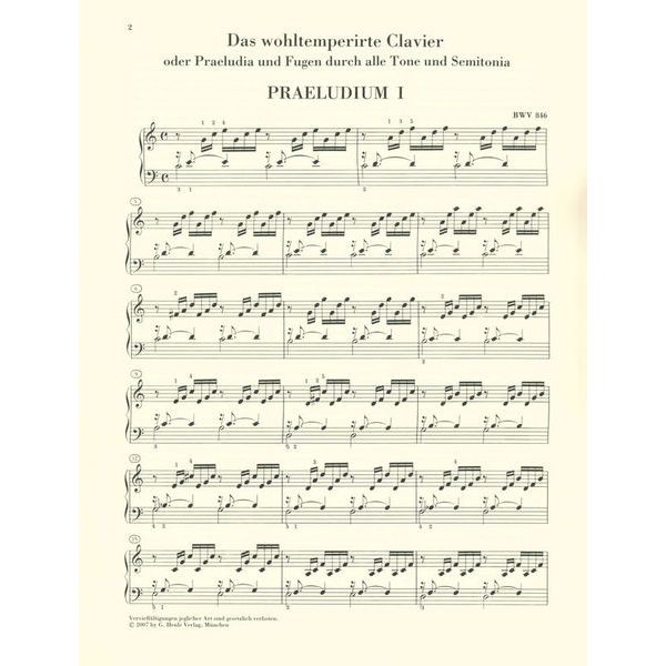 Henle Verlag Bach Wohltemperiert Klavier I