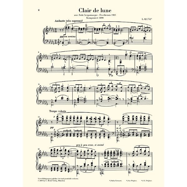 Henle Verlag Debussy Clair De Lune