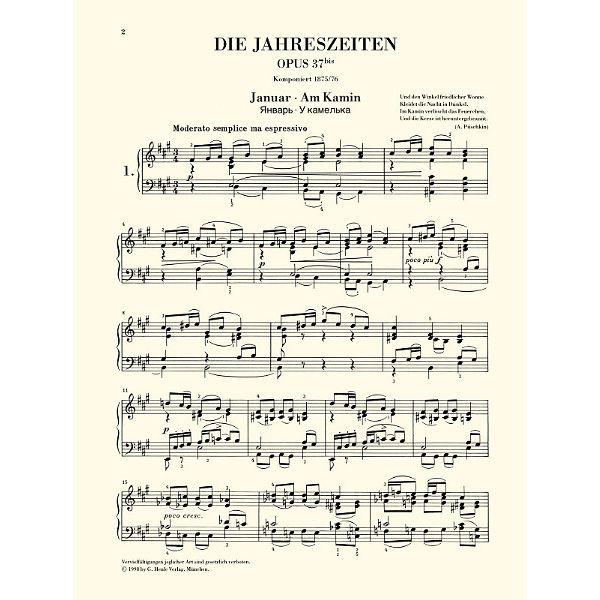 Henle Verlag Tschaikowsky Die Jahreszeiten