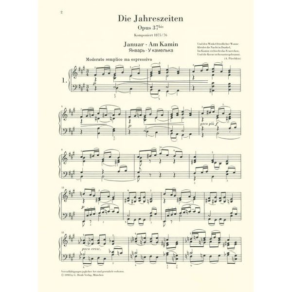Henle Verlag Tschaikowsky Die Jahreszeiten