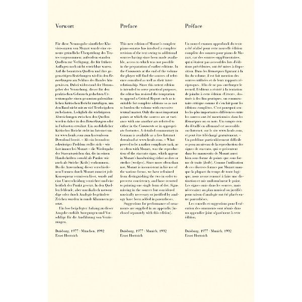 Henle Verlag Mozart Klaviersonaten 1