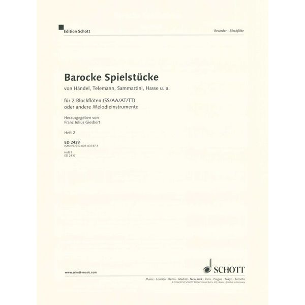Schott Barocke Spielstücke 2