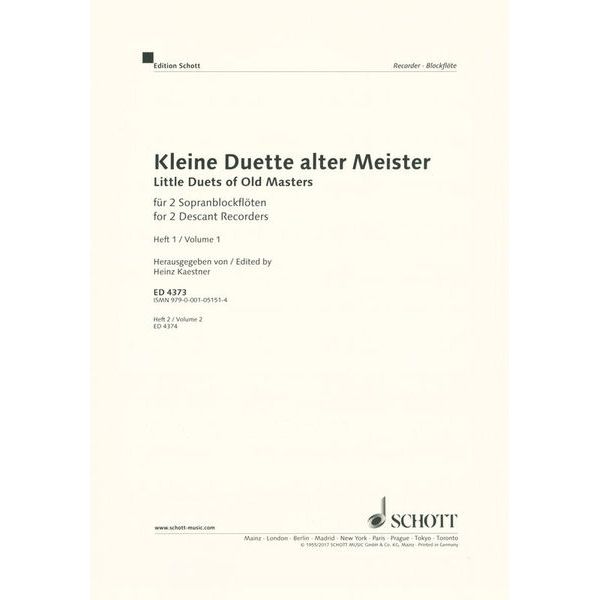Schott Duette Alter Meister Flöte