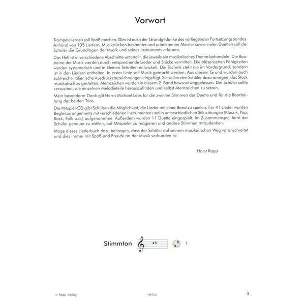 Horst Rapp Verlag Trompete Lernen mit Spaß 2