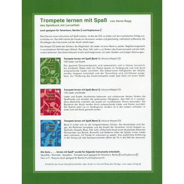 Horst Rapp Verlag Trompete Lernen mit Spaß 1