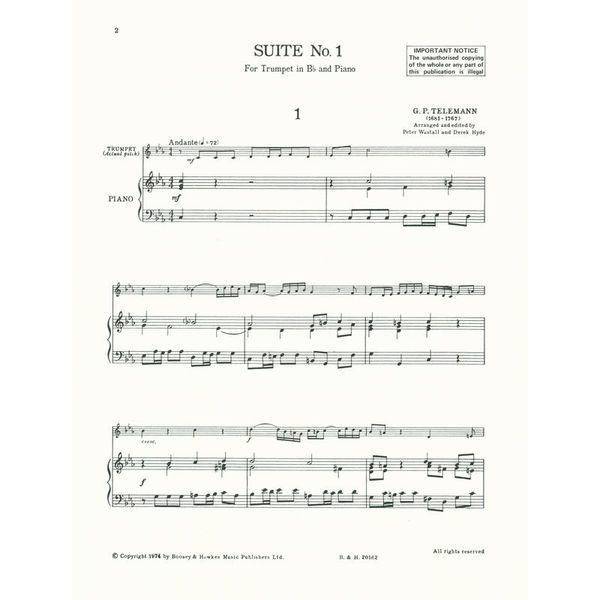 Boosey & Hawkes Telemann Suite No.1 Trumpet