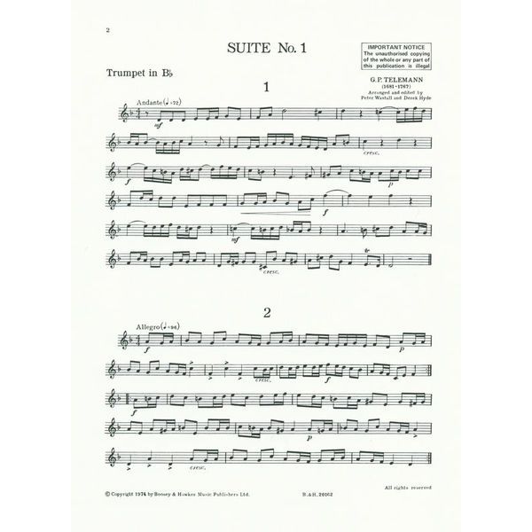 Boosey & Hawkes Telemann Suite No.1 Trumpet