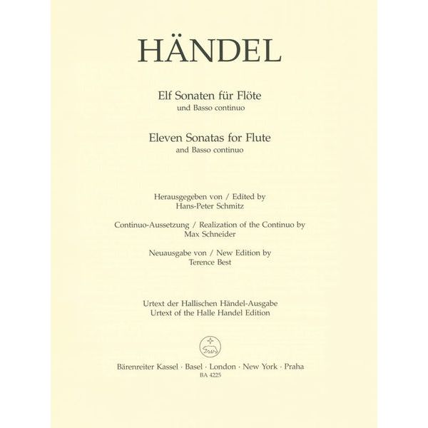 Bärenreiter Händel Elf Sonaten für Flöte