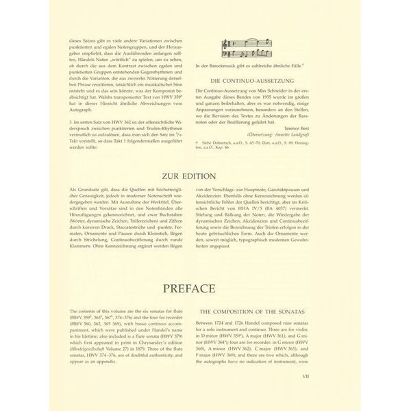 Bärenreiter Händel Elf Sonaten für Flöte