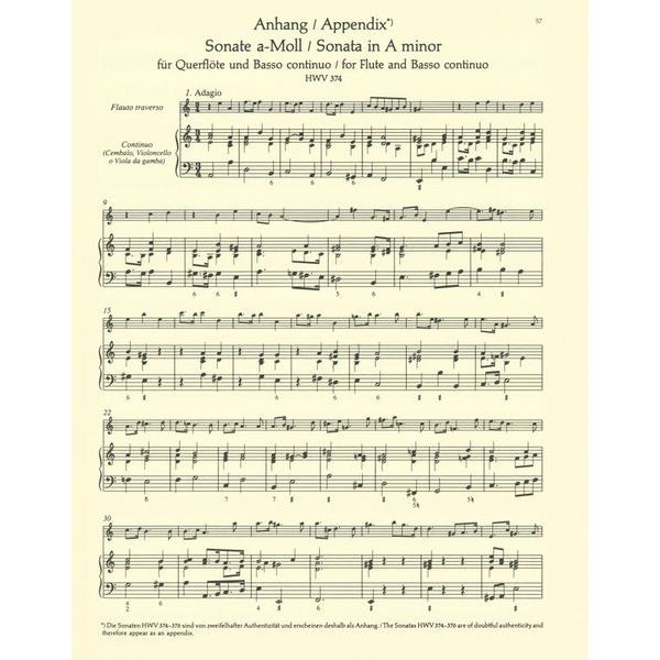 Bärenreiter Händel Elf Sonaten für Flöte