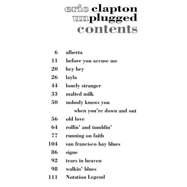 Wise Publications Eric Clapton Unplugged