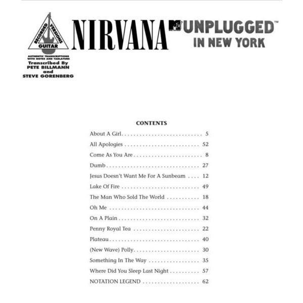 Hal Leonard Nirvana Unplugged In New York