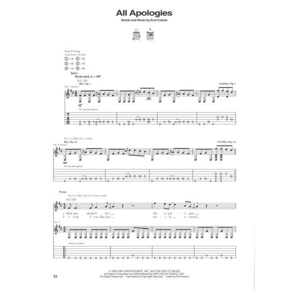 Hal Leonard Nirvana Unplugged In New York