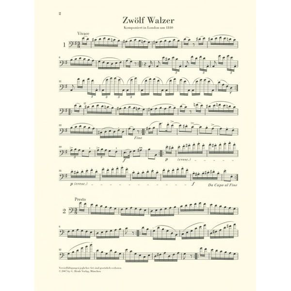 Henle Verlag Dragonetti Walzer Kontrabass
