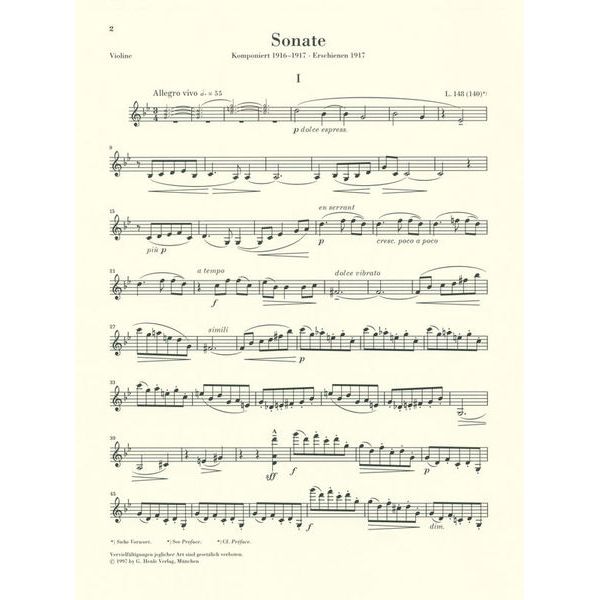 Henle Verlag Debussy Violinsonate g-moll