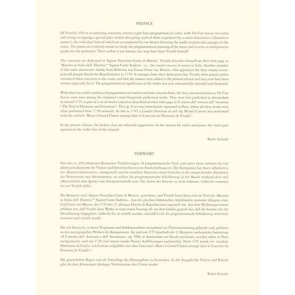 Edition Peters Vivaldi Jahreszeiten Winter