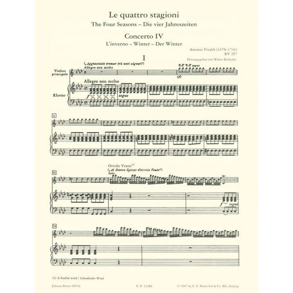 Edition Peters Vivaldi Jahreszeiten Winter