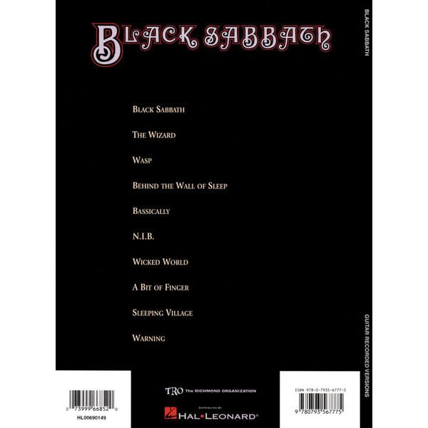 Music Sales Black Sabbath s/t