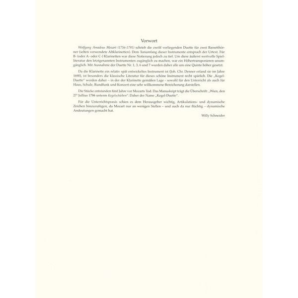 Möseler Verlag Mozart Kegelduette Clarinet