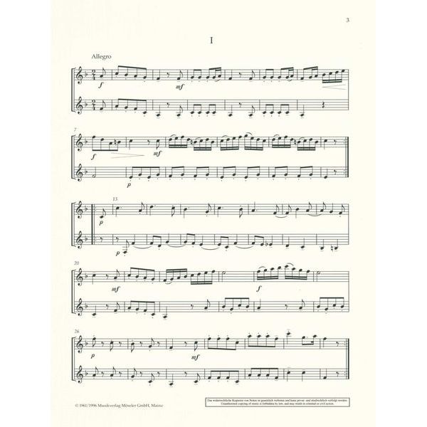 Möseler Verlag Mozart Kegelduette Clarinet