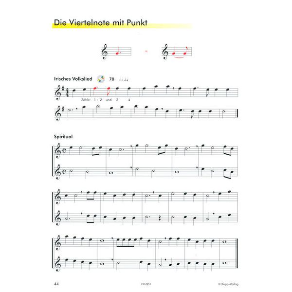 Horst Rapp Verlag Querflöte Lernen mit Spaß 1
