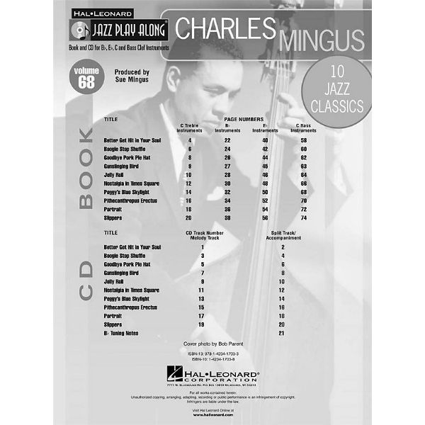 Hal Leonard Jazz Play-Along Charles Mingus