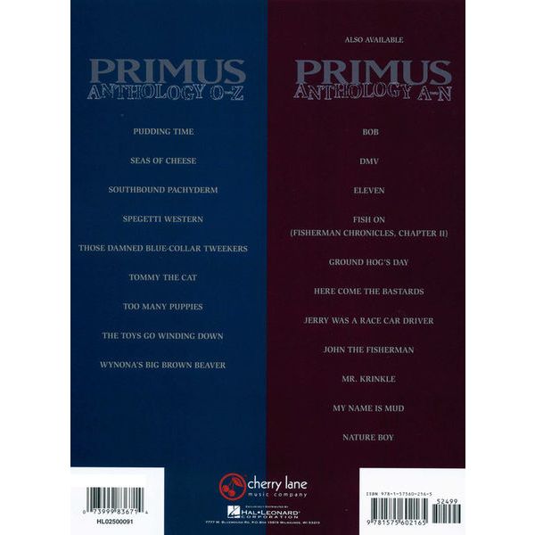 Hal Leonard Primus Anthology O-Z