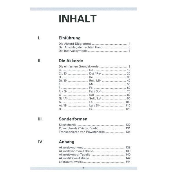 Voggenreiter Grifftabelle für Gitarre