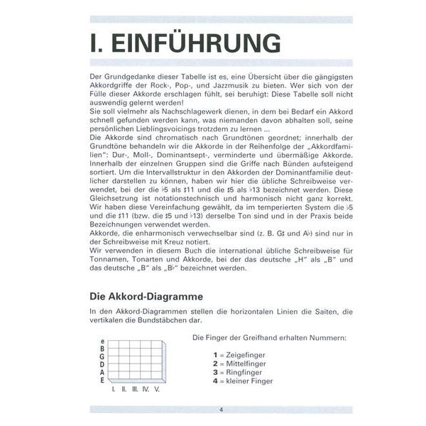 Voggenreiter Grifftabelle für Gitarre