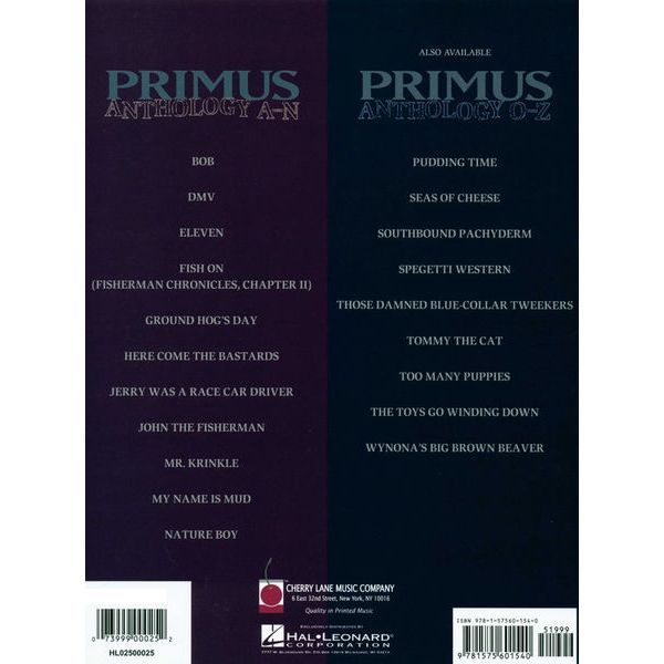 Hal Leonard Primus Anthology A-N