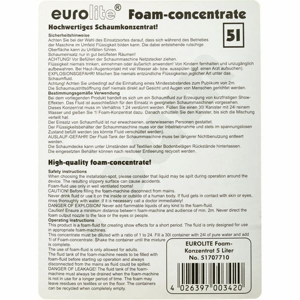 Eurolite Foam Fluid Concentrate 5L