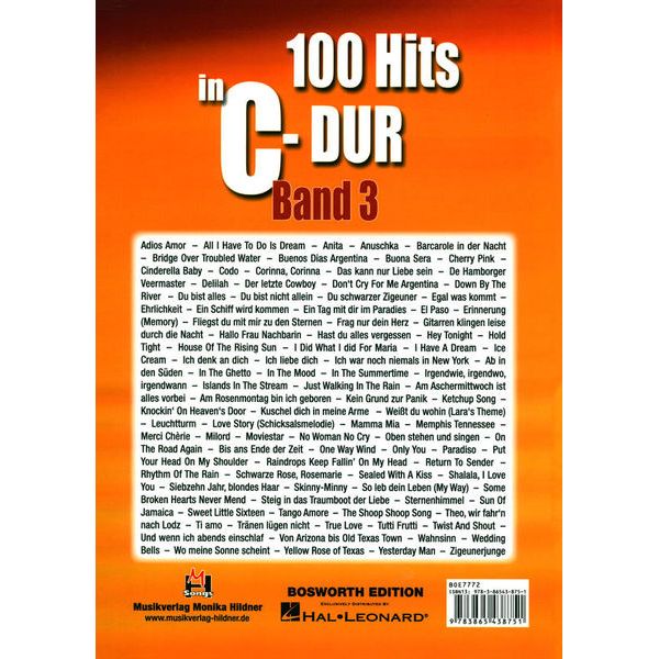 Musikverlag Hildner 100 Hits in C-Dur 3