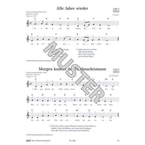 Hage Musikverlag Merry Christmas Keyboard